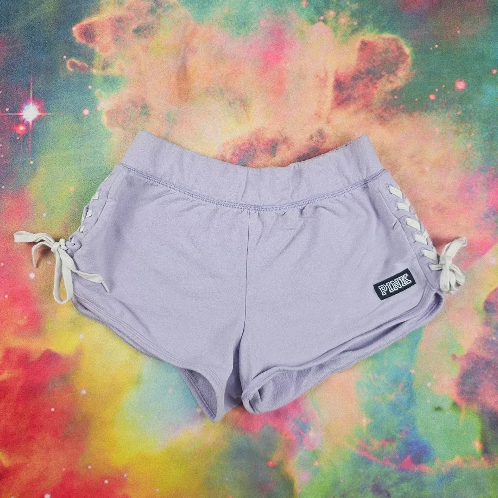 PINK Victoria's Secret Lace-Up‎ Shorts Lavender Loungewear Comfy Casual